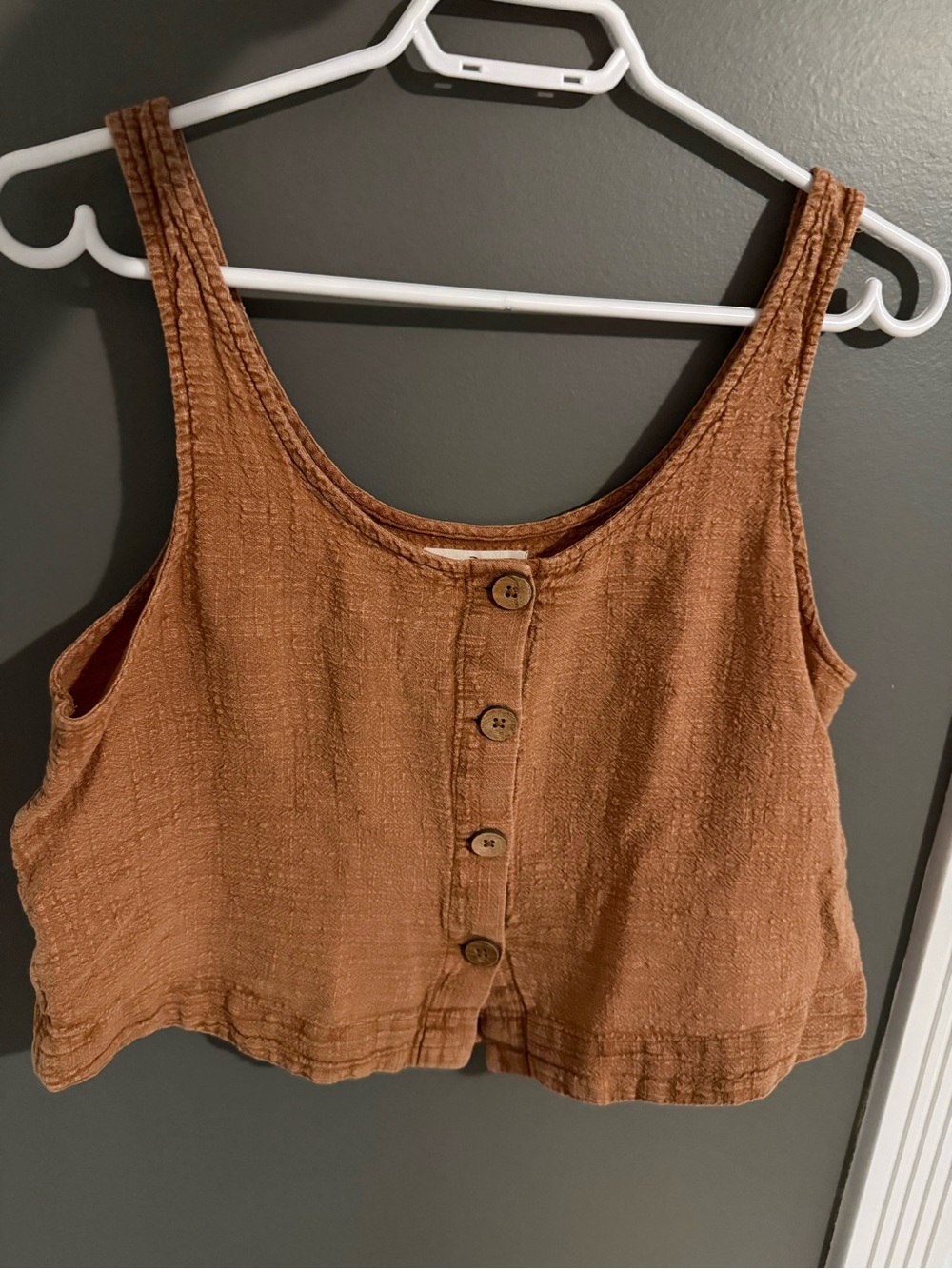 Rip Curl Rust Brown Button-Front Crop Top